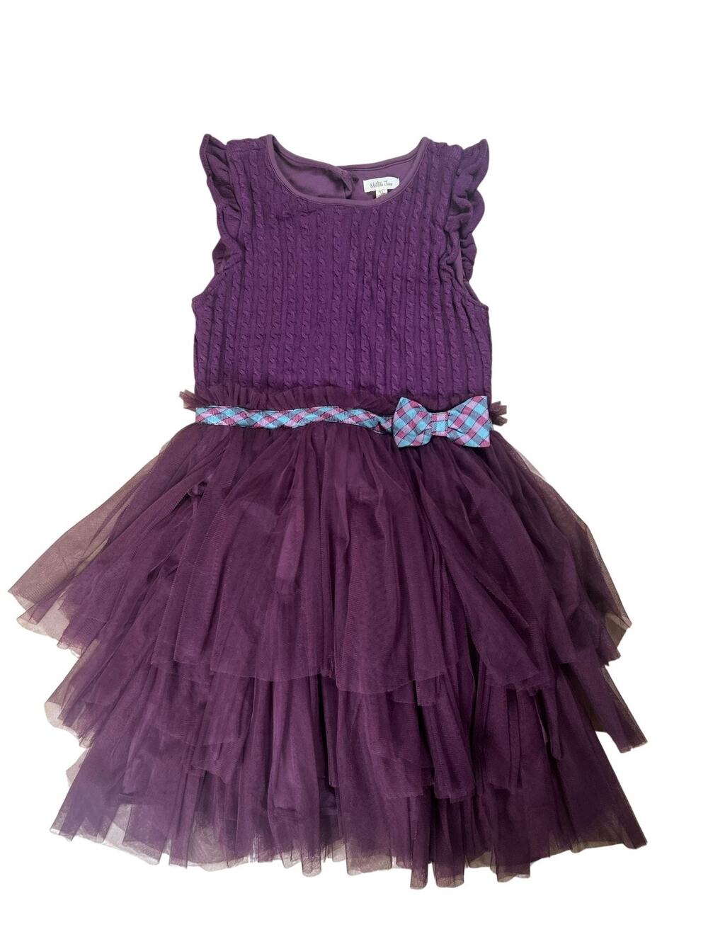 Matilda Jane Dress Girls 12 Purple Tutu Dress Midi Tulle Bow Belted Party